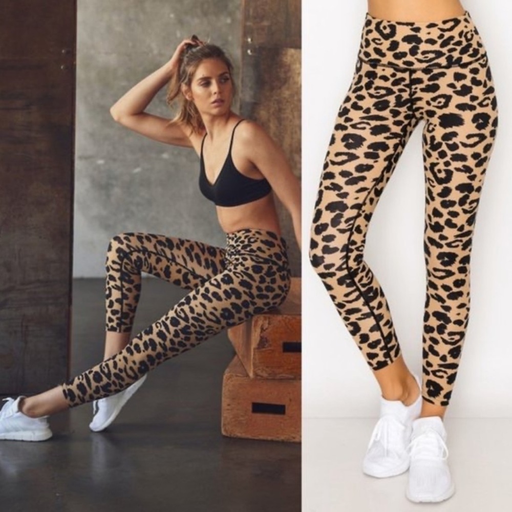 Kimberly C Leopard High Waisted Leggings sz L NWT